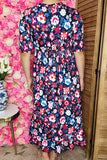 Buy Multi color floral printed women's maix dress w/half sleeve elastic waist GJQ16148