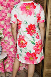 Wholesale High-low style floral printed short sleeves women dresses YMY13143 AS11
