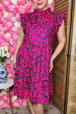 Wholesale Black paisley printed short sleeve w/ruffle women dress BQ15997