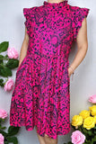 Wholesale Black paisley printed short sleeve w/ruffle women dress BQ15997