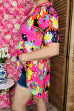 Chic High-low patterns prints & short sleeve women's boutique t-shirt GJQ15884 FS8