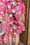 Chic High-low patterns prints & short sleeve women's boutique t-shirt GJQ15884 FS8