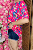 Shop multi color patterns printed women blouse with v-neckline XCH15852 GS8