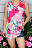 Shop floral printed women tank top w/V-neckline XCH14710 (BS13