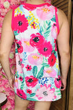 Shop floral printed women tank top w/V-neckline XCH14710 (BS13