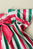 Shop girls dress Red whtie green stripes printed & ruffle short sleeves XCH03027 (A2S3)