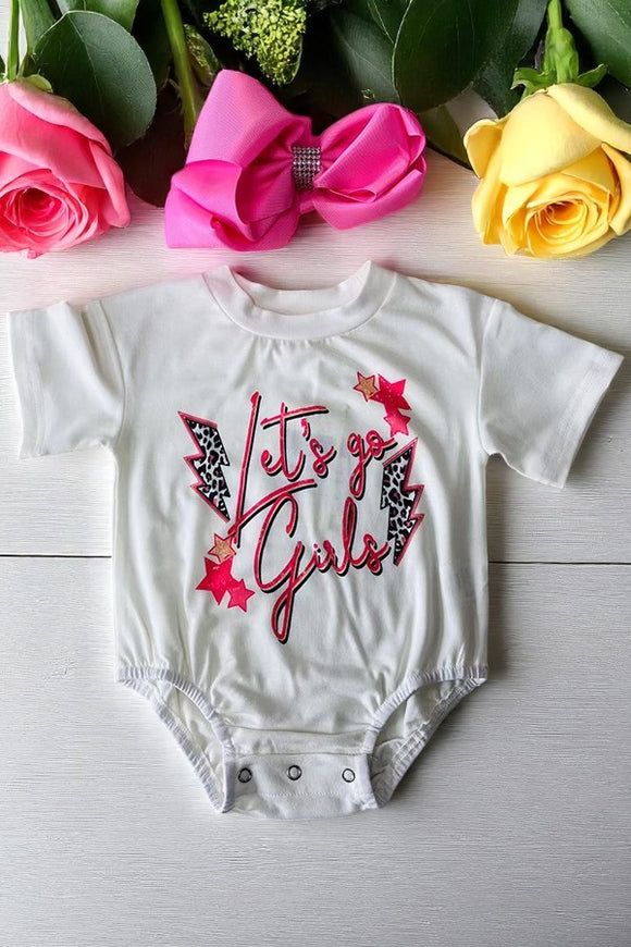 Summer baby onesie Let's go girls & lightning printed & short sleeves XCH05020