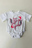Summer baby onesie Let's go girls & lightning printed & short sleeves XCH05020