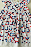 Buy girls dress 4th July rainbow & stars printed with lace trim and stars button w/headband XCH03028