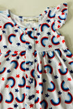 Buy girls dress 4th July rainbow & stars printed with lace trim and stars button w/headband XCH03028