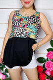 Shop Leopard & multi color serape black color block tank top XCH12423 (BS11
