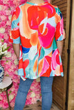 Shop Abstract Print high low style women's blouse w/short sleeves GJQ16290