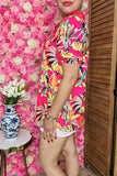 Trendy tropical patterns printed puff short sleeve women's boutique top GJQ16237 CS3