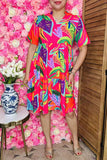 Chic floral printed short sleeve boutique women's dress Southern Stitch BQ16265 AS15