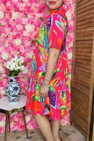 Chic floral printed short sleeve boutique women's dress Southern Stitch BQ16265 AS15