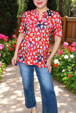 Buy Women blouse Leopard printed & short sleeve & V-neckline GJQ15877