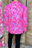 Women's top wholesaler pink floral & long sleeves & v-neckline GJQ16006 ES2