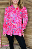Women's top wholesaler pink floral & long sleeves & v-neckline GJQ16006 ES2