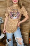 REDEO JUNKIE western leopard short sleeve women t-shirt XCH14477 GS8