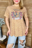 REDEO JUNKIE western leopard short sleeve women t-shirt XCH14477 GS8