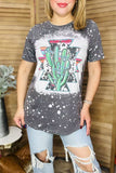 Howdy rowdy cactus & jewel printed short sleeve top DLH12190 IS16