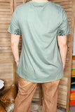 Army green bull & cactus printed short sleeve t-shirt XCH14575 (GS2)