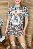 Thunder bird multi color printed short sleeve women t-shirt XCH12098 GS12