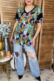 Women t-shirt suppliers Cow & sunflower leopard printed wshort sleeve tops BQ12527 (GS3)