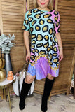 Women's dress wholesale Leopard printed w/short sleeves XCH14849 (AS5)