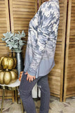 Camo printed & grey tie dye long sleeve women top XCH12096 CS9