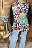 Leopard & Aztec printed black long sleeve women top YMY11945 CS7