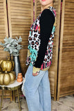 Leopard & Aztec printed black long sleeve women top YMY11945 CS7