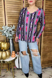 Western aztec printed long sleeve women tops XCH15250 (CS9)
