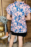 Pink blue patterns printed bell short sleeve women tops XCH15808 (CS2)