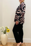 Plus size marble pattern printed long sleeve women blouse GJQ16426(BS2)