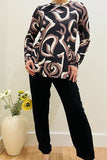 Plus size marble pattern printed long sleeve women blouse GJQ16426(BS2)