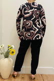 Plus size marble pattern printed long sleeve women blouse GJQ16426(BS2)