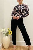 Plus size marble pattern printed long sleeve women blouse GJQ16426(BS2)