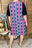 Western serape printed black short sleeve w/side pockets women dresses YMY15527 (BS2)