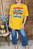 Western serape & sunflower printed yellow short sleeve t-shirt DLH9966 IS22