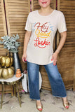 "Hey Good Lookin" printed simple short sleeve women t-shirt HX5115 IS20