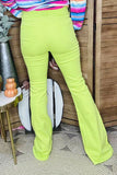 Neon green distressed bell bottoms women jeans