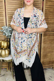 Women's cardigan duster Blue floral printed kimono YZ213213 IS23