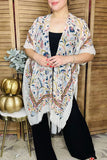 Women's cardigan duster Blue floral printed kimono YZ213213 IS23