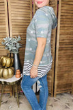 Camo Star/striped printed short sleeve hoodie GJQ9755 (BS12)