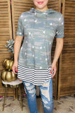 Camo Star/striped printed short sleeve hoodie GJQ9755 (BS12)