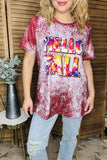 HELLO FALL tie dye printed short sleeve women t-shirt DLH9674