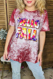 HELLO FALL tie dye printed short sleeve women t-shirt DLH9674
