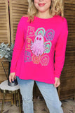 Halloween BOO & ghost hot pink long sleeve women sweat shirt BQ16016 DS9