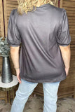 Western ghost & boot & bow dark grey latern short sleeve women top GJQ16379 DS10